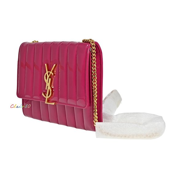 Vicky Patent Matelassé Leather Wallet on Chain - Picture 2 of 10